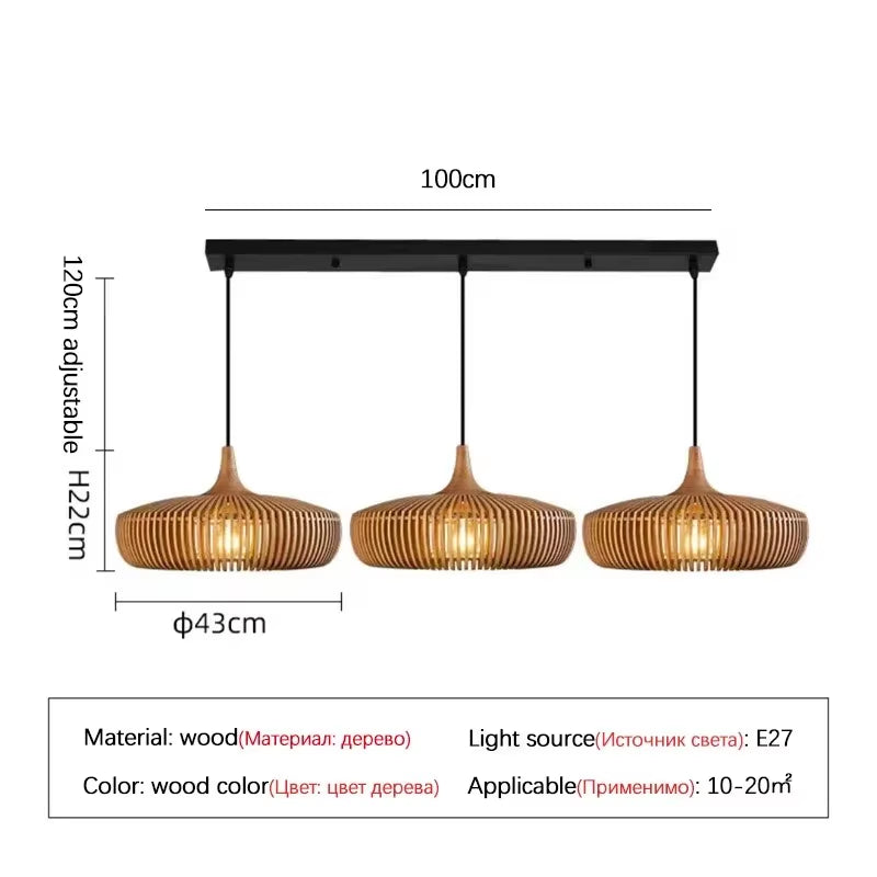 Clava Dine Log Wood Pendant Lamp Birdcage Denmark Designer Lamp for Dining Room Study Living Room Table Decoration Loft Lamp