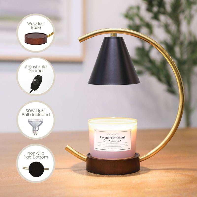 Sparoom Candle Lamp Warmer Moon Black Metal Shade