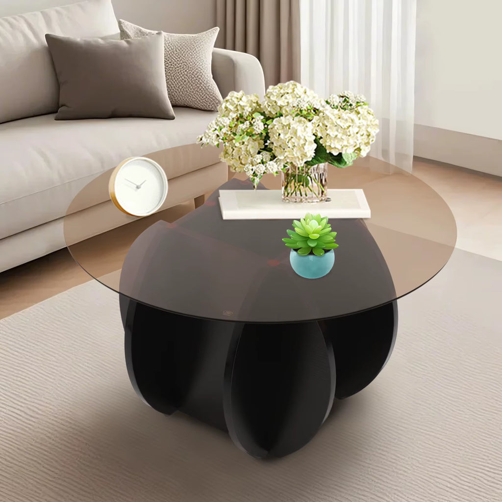 70CM round Luxury Modern Glass Coffee Table, Living Room, Small Household, Minimalist Coffee Table