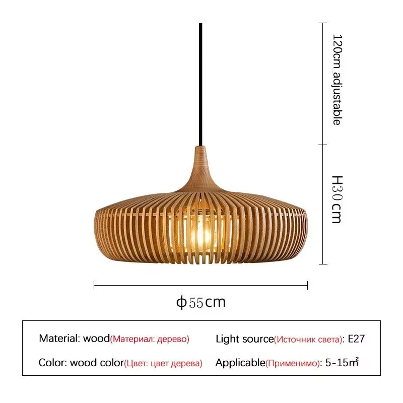 Clava Dine Log Wood Pendant Lamp Birdcage Denmark Designer Lamp for Dining Room Study Living Room Table Decoration Loft Lamp
