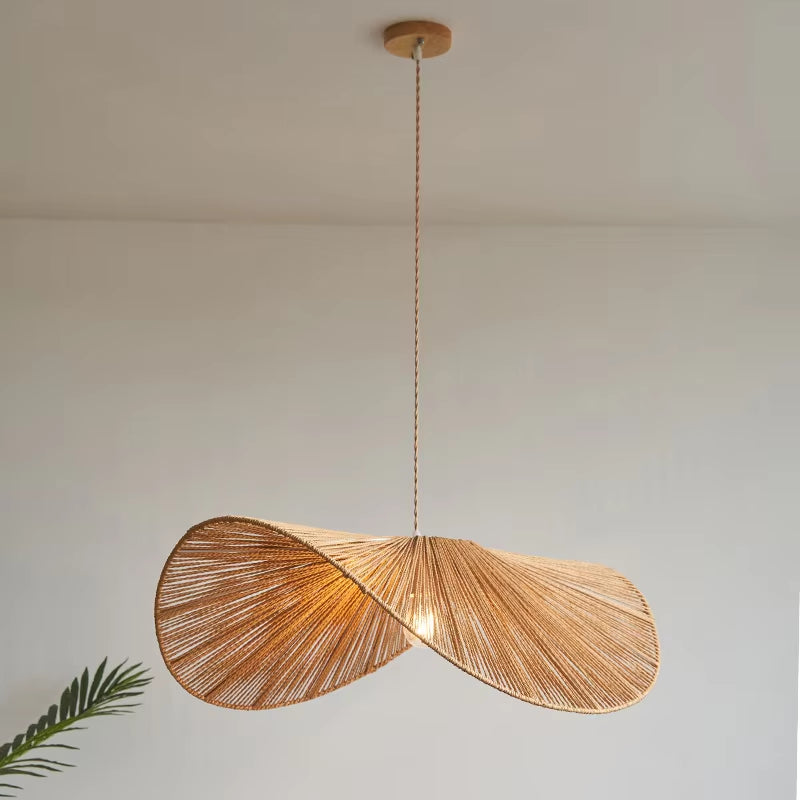 Vertigo Lamp Japanese Retro Chandelier Creative Pendant Lights Hand Woven Bamboo Hanging Lamp for Bedroom Living Dining Room