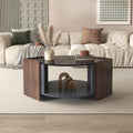 Coffee Table, Textured Coffee Table in Marble and Walnut in Contrasting Colors. Living Room Table with Unique Lines