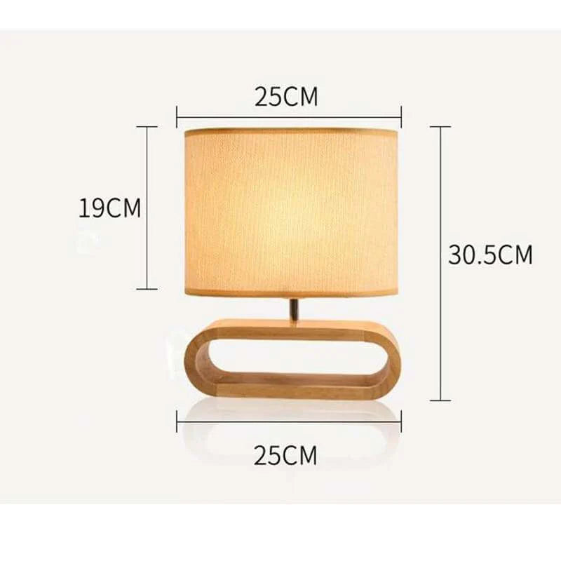 Modern Wood Table Lamp- Cloth Lampshade - Night Table Lamp- Eco-Friendly Lamp