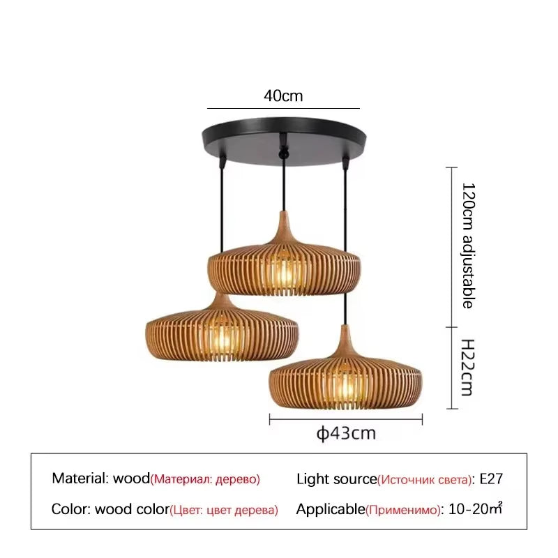 Clava Dine Log Wood Pendant Lamp Birdcage Denmark Designer Lamp for Dining Room Study Living Room Table Decoration Loft Lamp