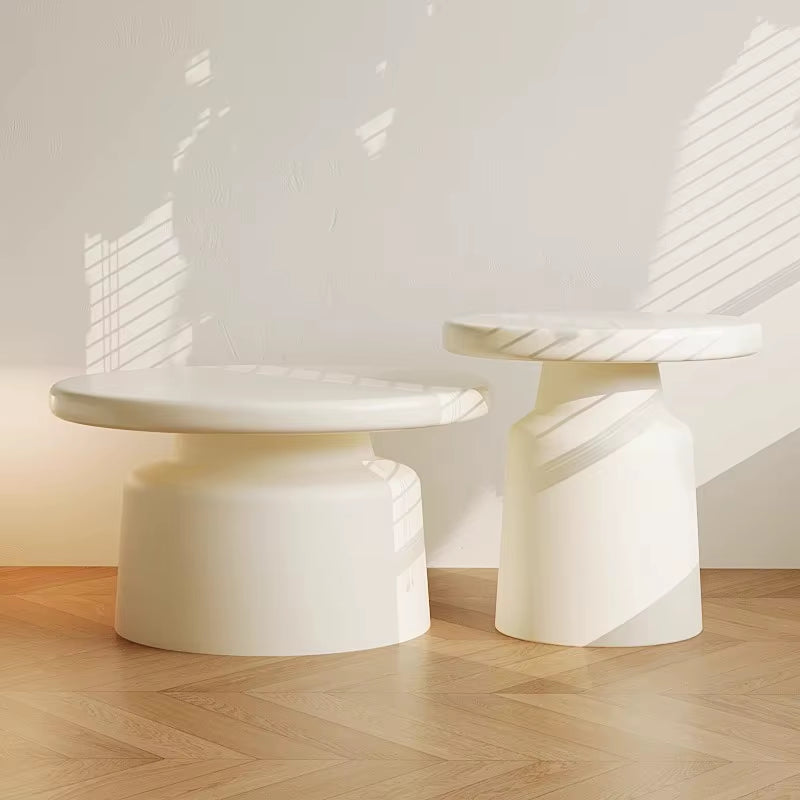 Creamy Wind Apartment Coffee Table Living Room Household Small Apartment Simplicity Iron round Homestay Coffee Table Furniture