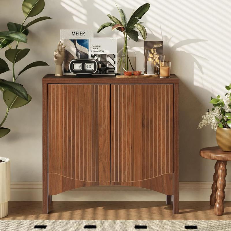 Giratree Fluted Sideboard Cabinet with Storage,Buffet Cabinet with Adjustable Shelves,Accent Storage Cabinets with Carved Arc Door Kitchen Dining Living Room