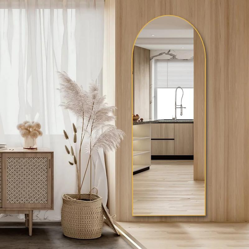 CONGUILIAO 64"X21" Full Length Mirror, Arched Floor Mirror, Full Body Mirror Standing, Gold Arched Wall Mounted Mirror Dressing Mirror CONGUILIAO