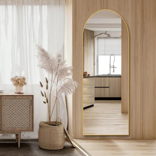 CONGUILIAO 64"X21" Full Length Mirror, Arched Floor Mirror, Full Body Mirror Standing, Gold Arched Wall Mounted Mirror Dressing Mirror CONGUILIAO