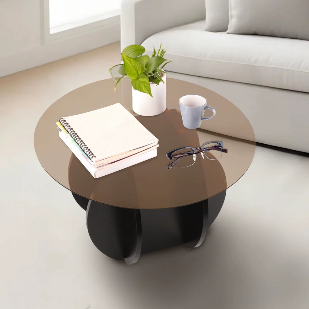 70CM round Luxury Modern Glass Coffee Table, Living Room, Small Household, Minimalist Coffee Table
