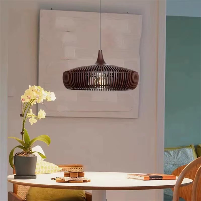 Clava Dine Log Wood Pendant Lamp Birdcage Denmark Designer Lamp for Dining Room Study Living Room Table Decoration Loft Lamp