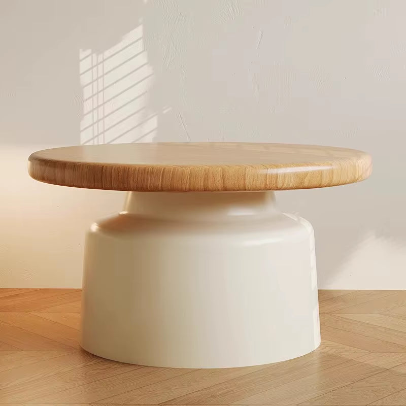 Creamy Wind Apartment Coffee Table Living Room Household Small Apartment Simplicity Iron round Homestay Coffee Table Furniture