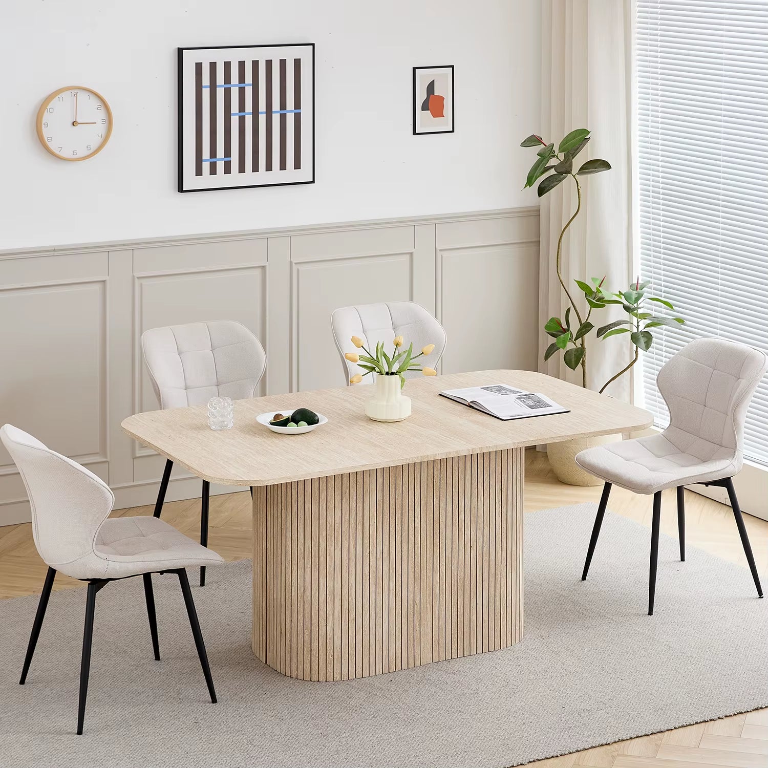 EGOONM Nordic Style Solid Wood Rectangular Dining Table, Living Room Reading and Leisure Dining Table,160*90Cm