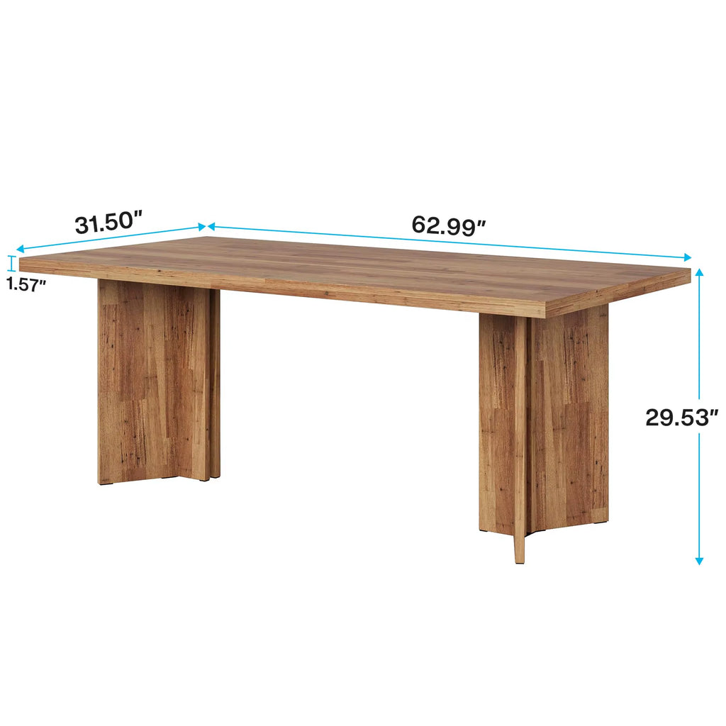 63-Inch Dining Table for 4-6, Farmhouse Kitchen Table with Large Tabletop, Rectangular Dinner Eating Table for Dining