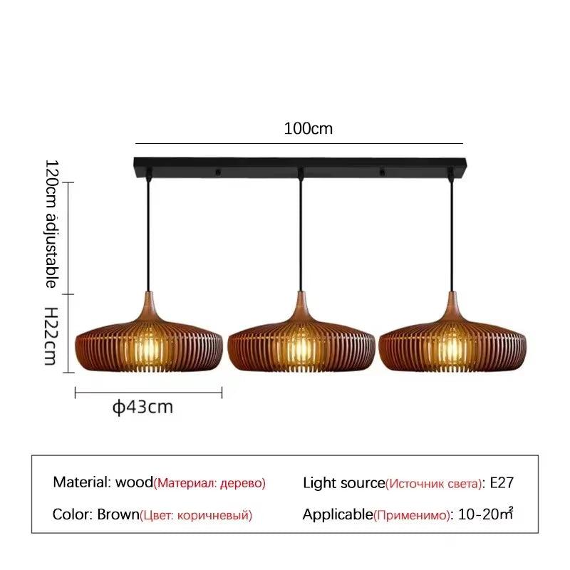 Clava Dine Log Wood Pendant Lamp Birdcage Denmark Designer Lamp for Dining Room Study Living Room Table Decoration Loft Lamp