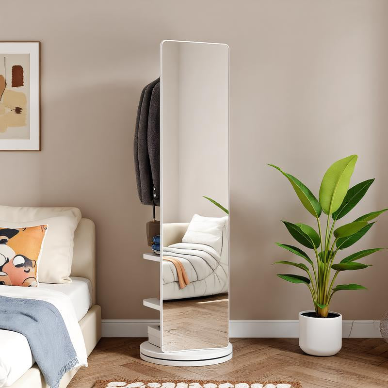 69"X16" Full Length Mirror with Stand Coat Rack Solid Wood Swivel Mirror for Bedroom Living Room Cloakroom Elegant Decoration Newyear Gift Standing Wooden