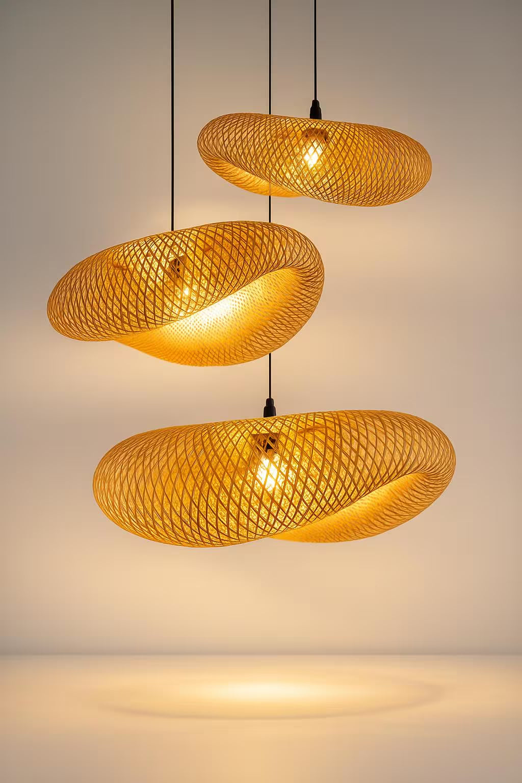 Modern Rattan Pendant Light | Handmade Organic Ceiling Lamp | Japandi Boho Chic Lighting for Cozy Interiors