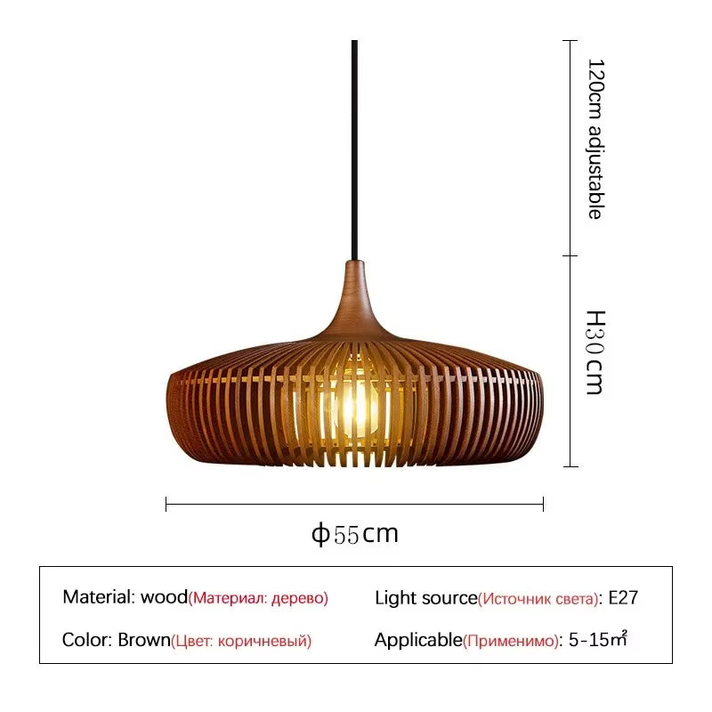 Clava Dine Log Wood Pendant Lamp Birdcage Denmark Designer Lamp for Dining Room Study Living Room Table Decoration Loft Lamp