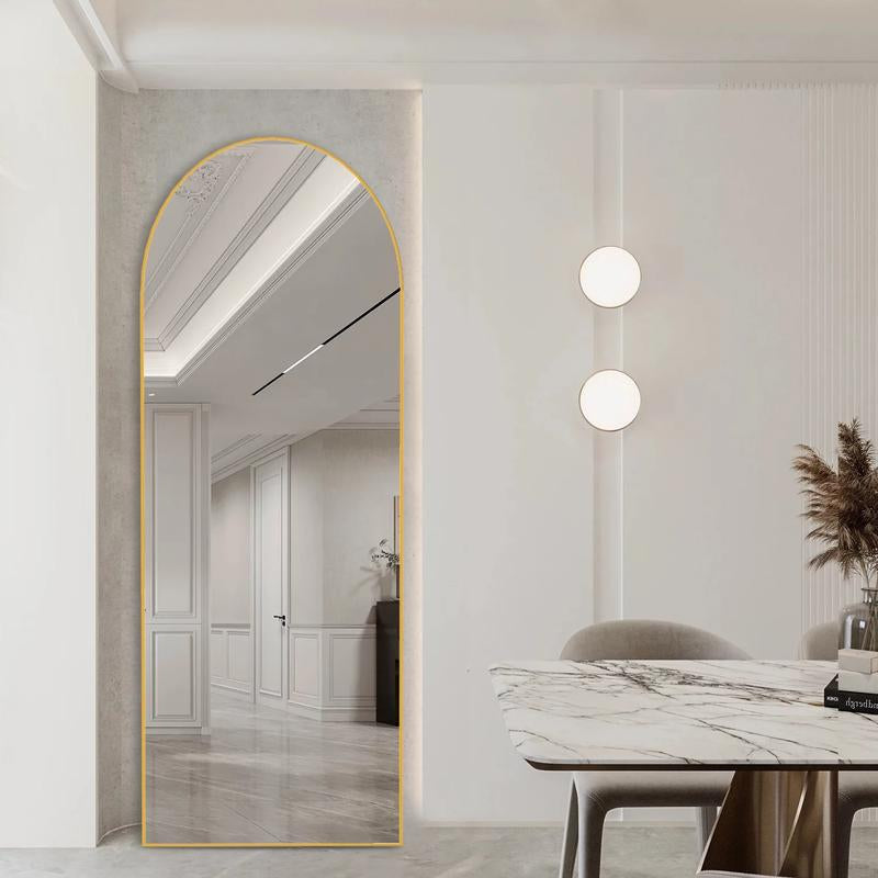 CONGUILIAO 64"X21" Full Length Mirror, Arched Floor Mirror, Full Body Mirror Standing, Gold Arched Wall Mounted Mirror Dressing Mirror CONGUILIAO