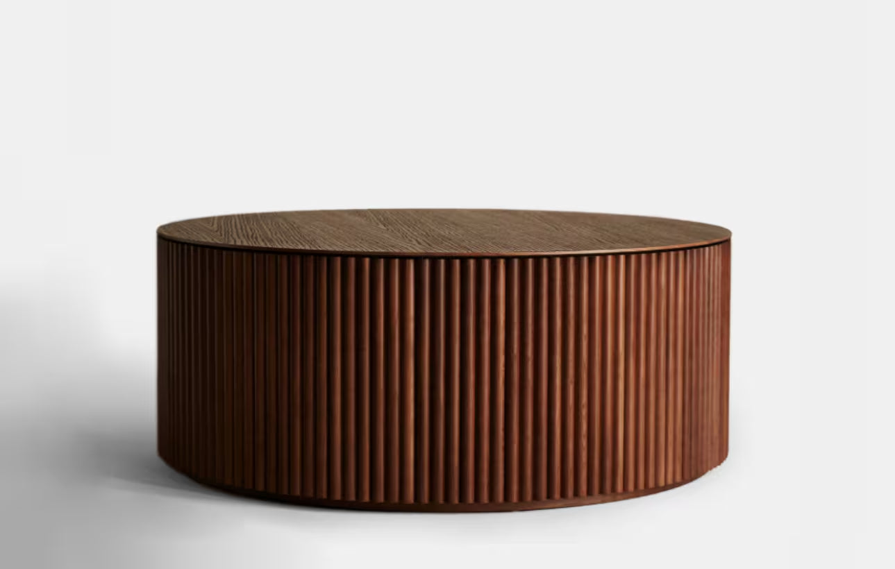 Flutted Wooden Coffee Table Mango Wood Coffee Table Wood Center Table Home Decor