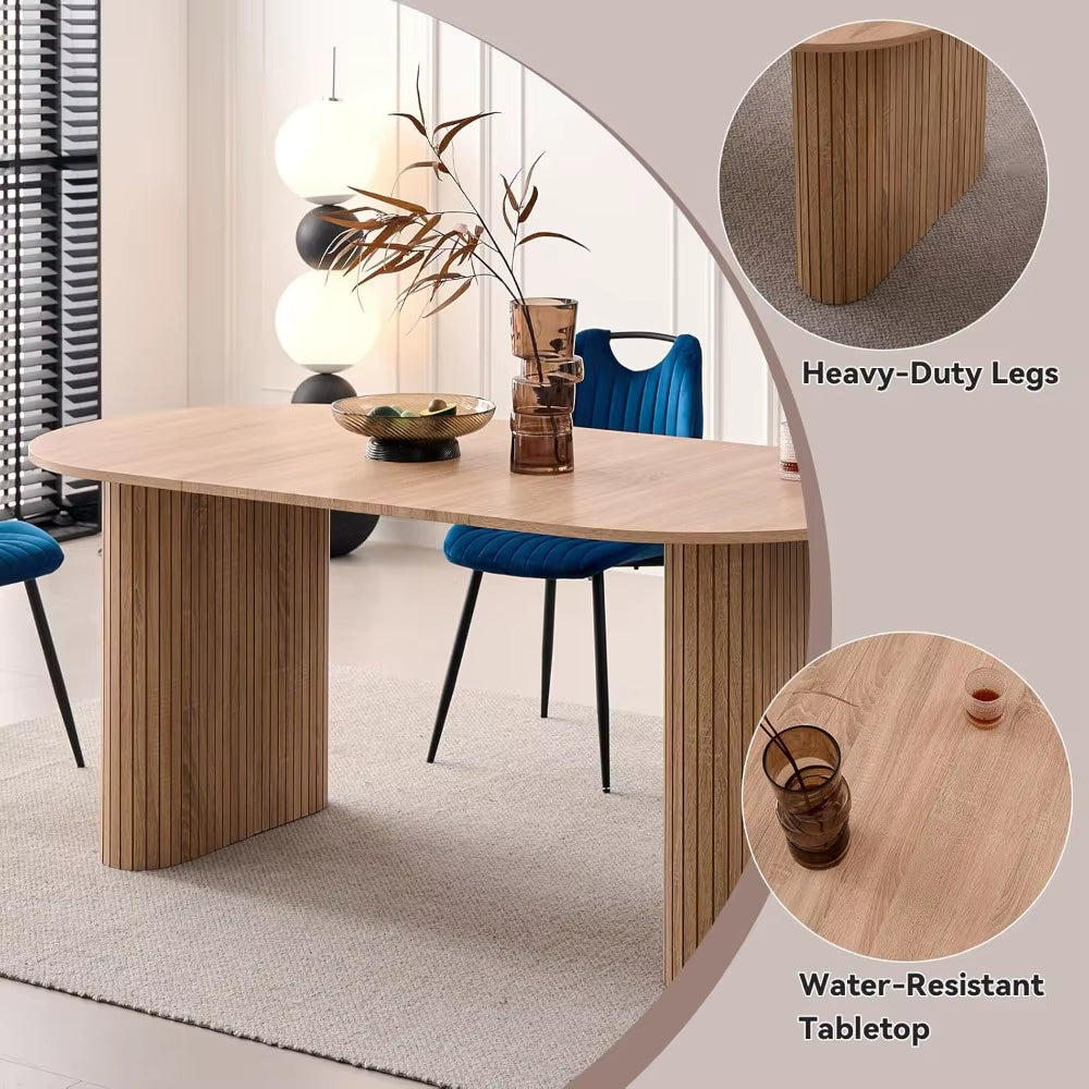 70.8 Oval Dining Table for 4 6 Person, Modern Farmhouse Kitchen Dinner Table, for Breakfast Dining Receiption Room (Only Table)