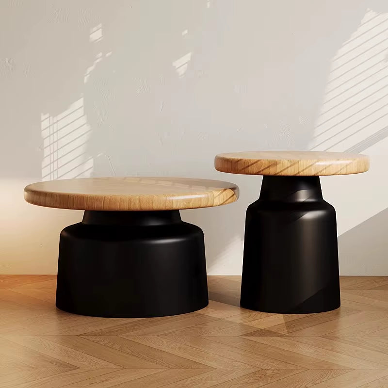 Creamy Wind Apartment Coffee Table Living Room Household Small Apartment Simplicity Iron round Homestay Coffee Table Furniture