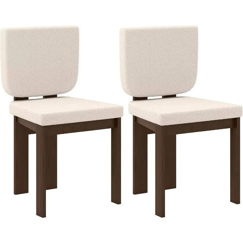 Pair of Giantex Sherpa-Cushioned Wooden Dining Chairs with Rubberwood Legs and Wide Padded Seats
