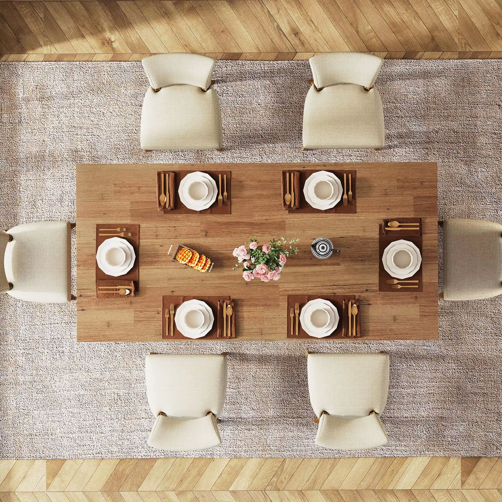 63-Inch Dining Table for 4-6, Farmhouse Kitchen Table with Large Tabletop, Rectangular Dinner Eating Table for Dining