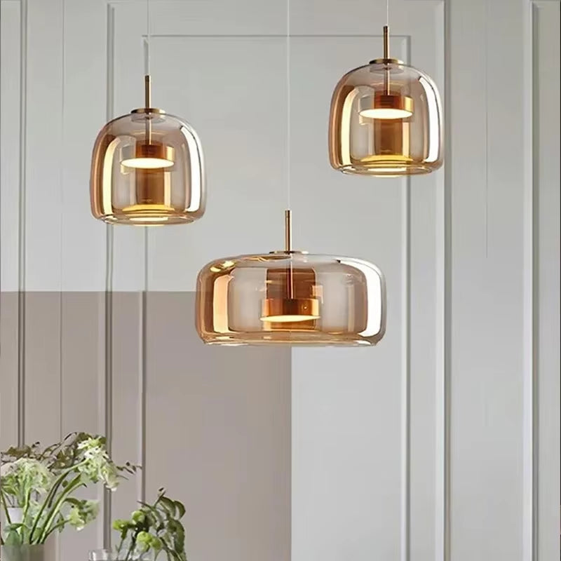 Nordic Led Glass Pendant Light Modern Suspension Dining Table Chandelier for Kitchen Bedroom Bedside Hanging Lamp Decor Lighting