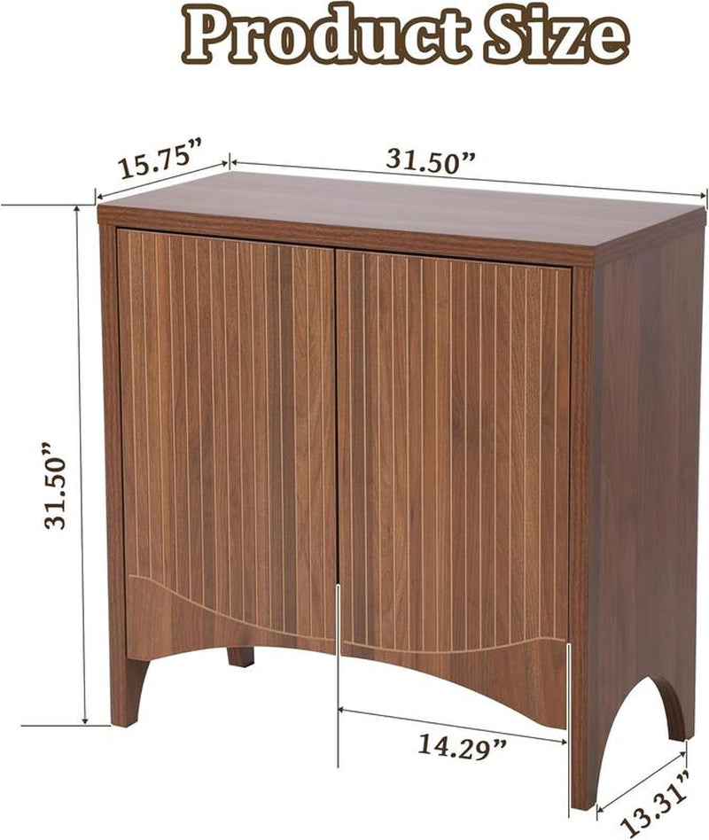 Giratree Fluted Sideboard Cabinet with Storage,Buffet Cabinet with Adjustable Shelves,Accent Storage Cabinets with Carved Arc Door Kitchen Dining Living Room