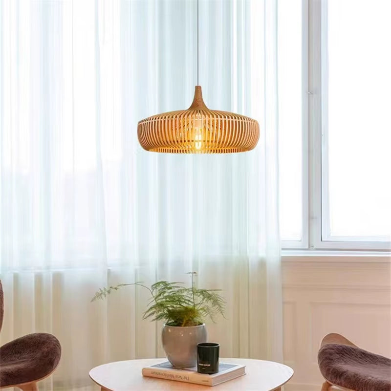 Clava Dine Log Wood Pendant Lamp Birdcage Denmark Designer Lamp for Dining Room Study Living Room Table Decoration Loft Lamp